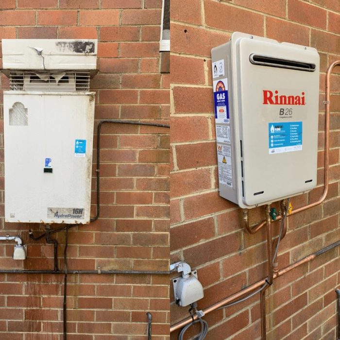 Hot water repair installation